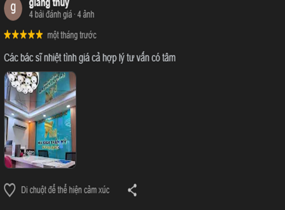 Đánh giá tích cực của khách hàng dành cho nha khoa Asia